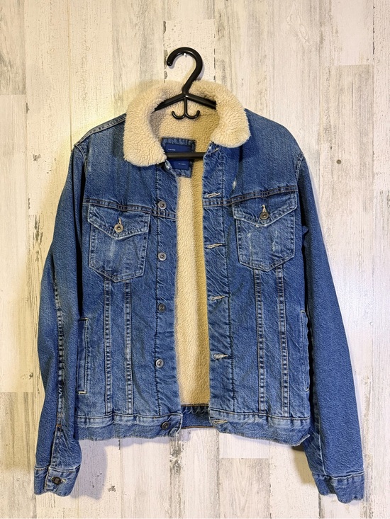 Zara man Jackets & Blazers - Zara Man Denim Sherpa Trucker Jacket Blue Medium Sherpa Lined Winter Coat